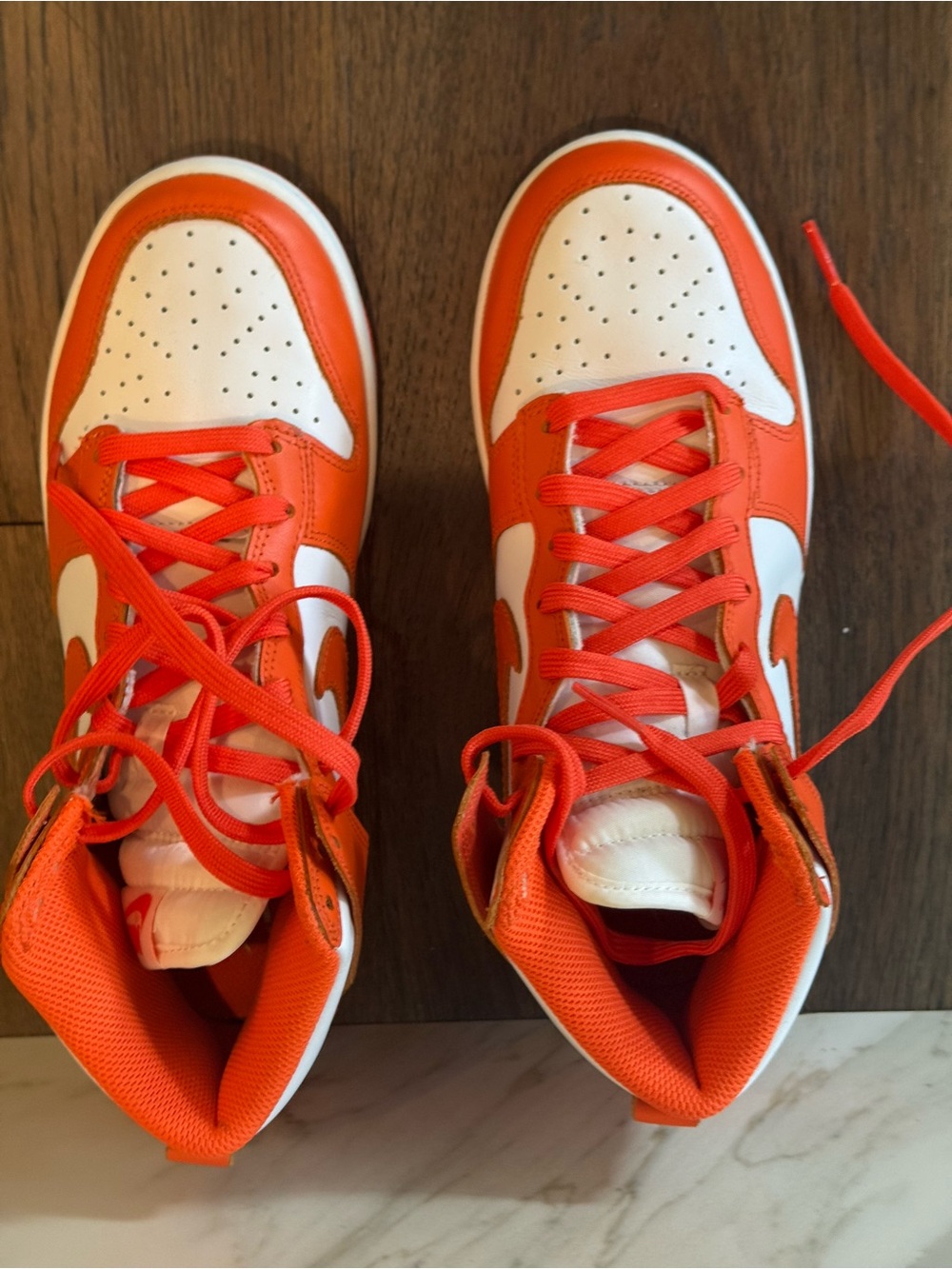 Nike Girls/Youth High-Top Sneakers in Orange and White